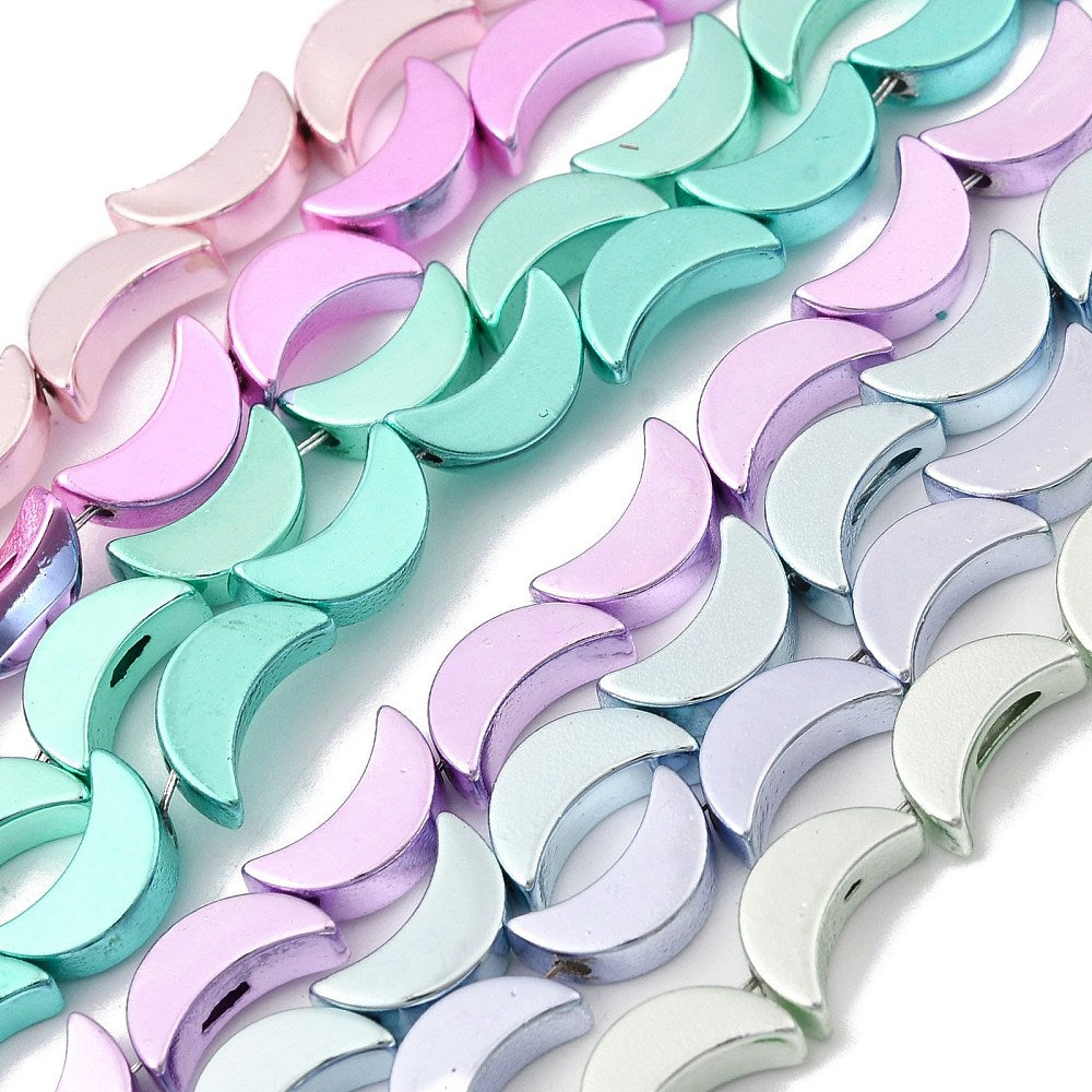 Hematite Electroplated Beads – Moon Shape Mixed Colors 8.5×5×2.5mm (Approx. 54pcs/Strand)