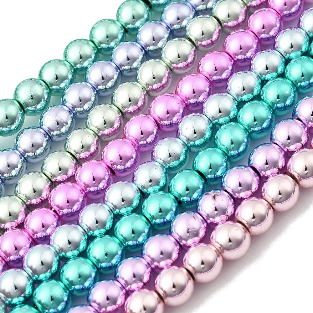Hematite Electroplated  Beads – Mixed Color Round 6x5.5mm (Approx. 73pcs/Strand) The Pink Bead Shop