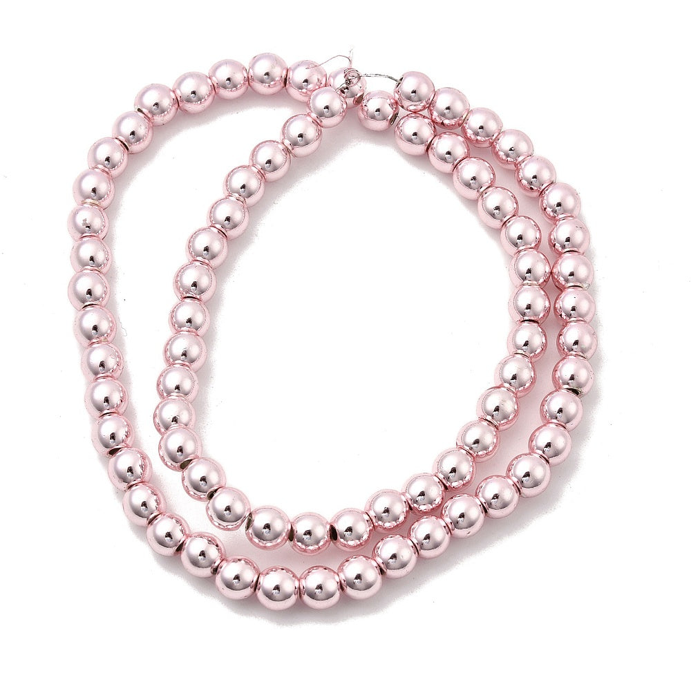 Hematite Electroplated  Beads – Mixed Color Round 6x5.5mm (Approx. 73pcs/Strand) The Pink Bead Shop
