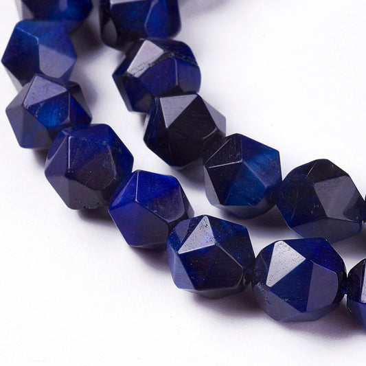 Natural Tiger Eye Beads  Faceted Star Cut  Midnight Blue  7–8mm The Pink Bead Shop