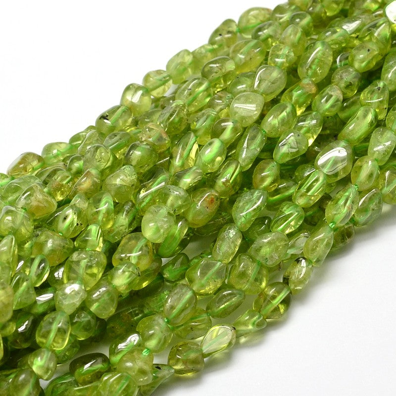 Peridot Nugget Beads Natural – 15” Strand (Approx. 5–10mm) The Pink Bead Shop