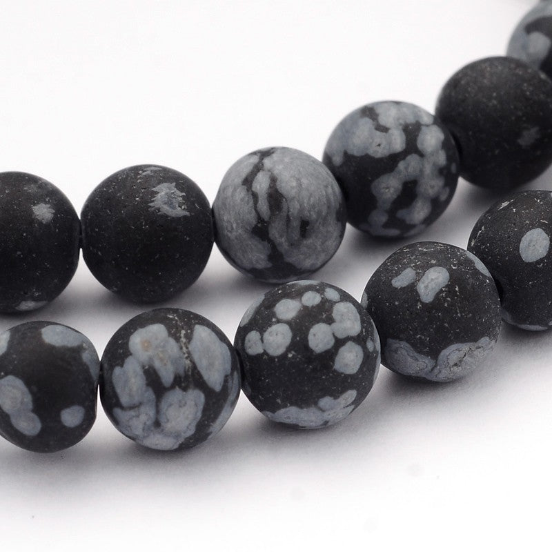 Snowflake Obsidian Natural Frosted Round Beads – 6mm | The Pink Bead Shop Canada