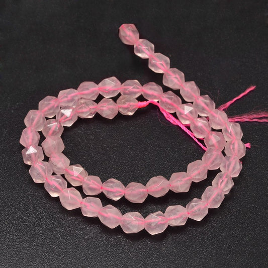 Rose Quartz Faceted Star Cut Natural Beads – 8x7mm | The Pink Bead Shop Canada