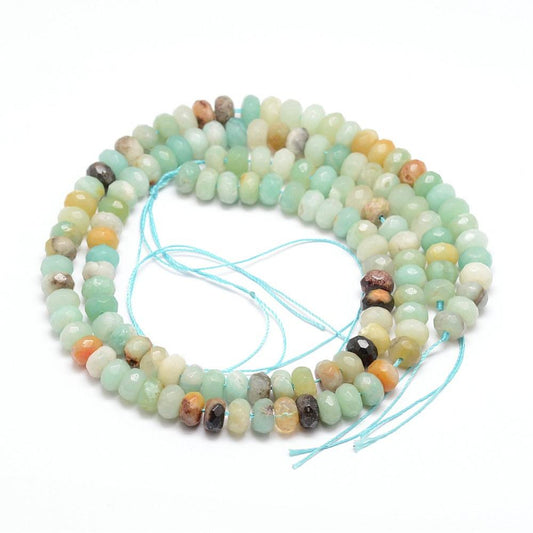 Flower Amazonite Faceted Natural Rondelle Beads – 8×5–6mm | The Pink Bead Shop Canada