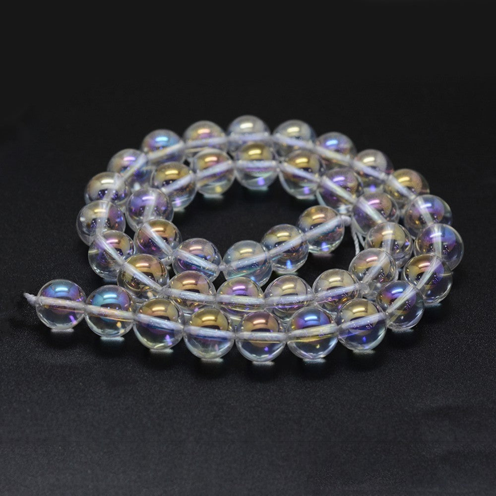 Quartz Crystal Electroplated Natural 8mm AB Round Beads | The Pink Bead Shop Canada