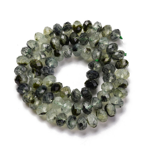 Prehnite Faceted Natural Rondelle Beads – 7.5–8×5.5–6mm The Pink Bead Shop