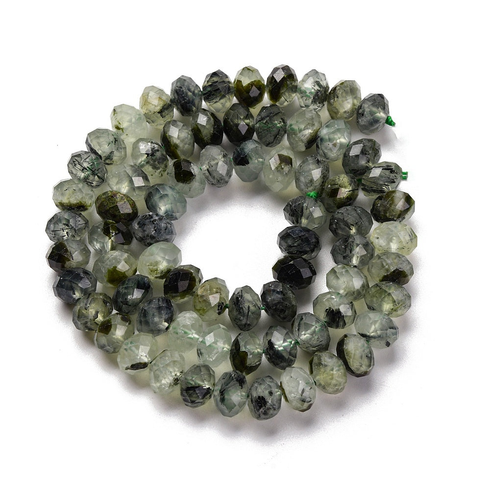 Prehnite Faceted Natural Rondelle Beads – 7.5–8×5.5–6mm The Pink Bead Shop