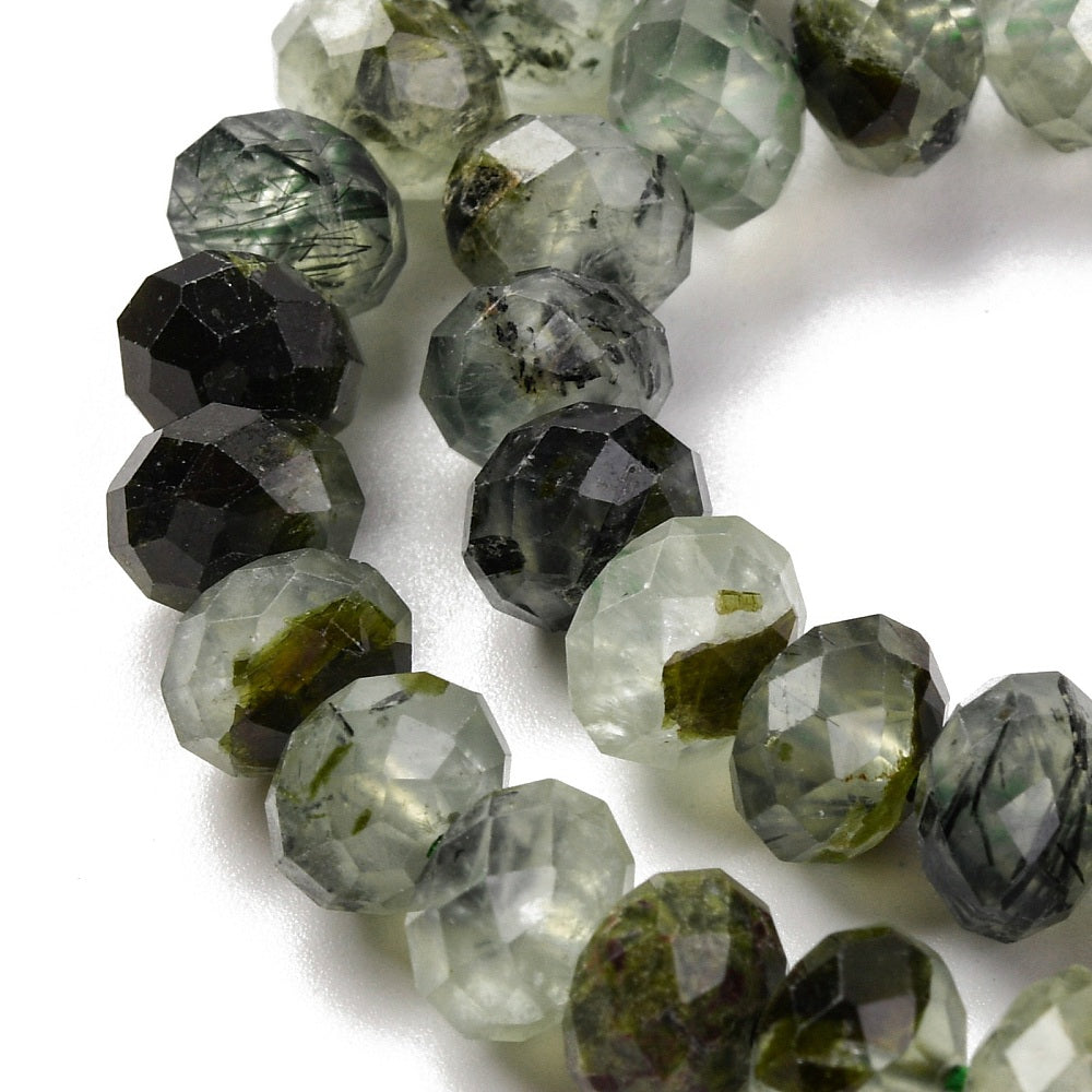 Prehnite Faceted Natural Rondelle Beads – 7.5–8×5.5–6mm The Pink Bead Shop