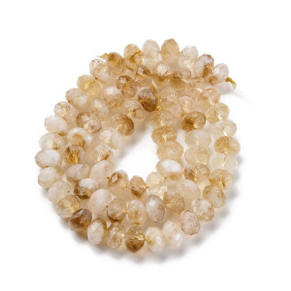 Citrine Faceted Natural  Rondelle Gemstone Beads 7.5-8MM | The Pink Bead Shop Canada