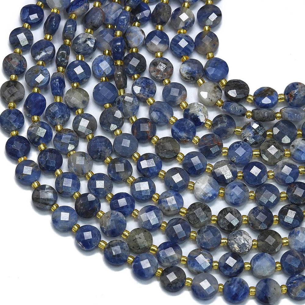 Sodalite 6mm Faceted Coin Beads for Jewelry Making | The Pink Bead Shop Canada