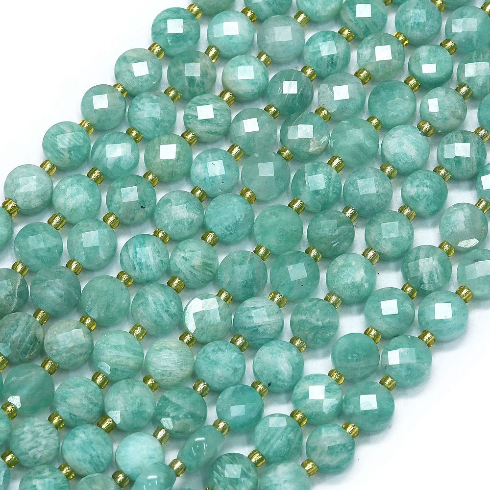 Amazonite Faceted Coin Beads – 6–7mm | The Pink Bead Shop Canada