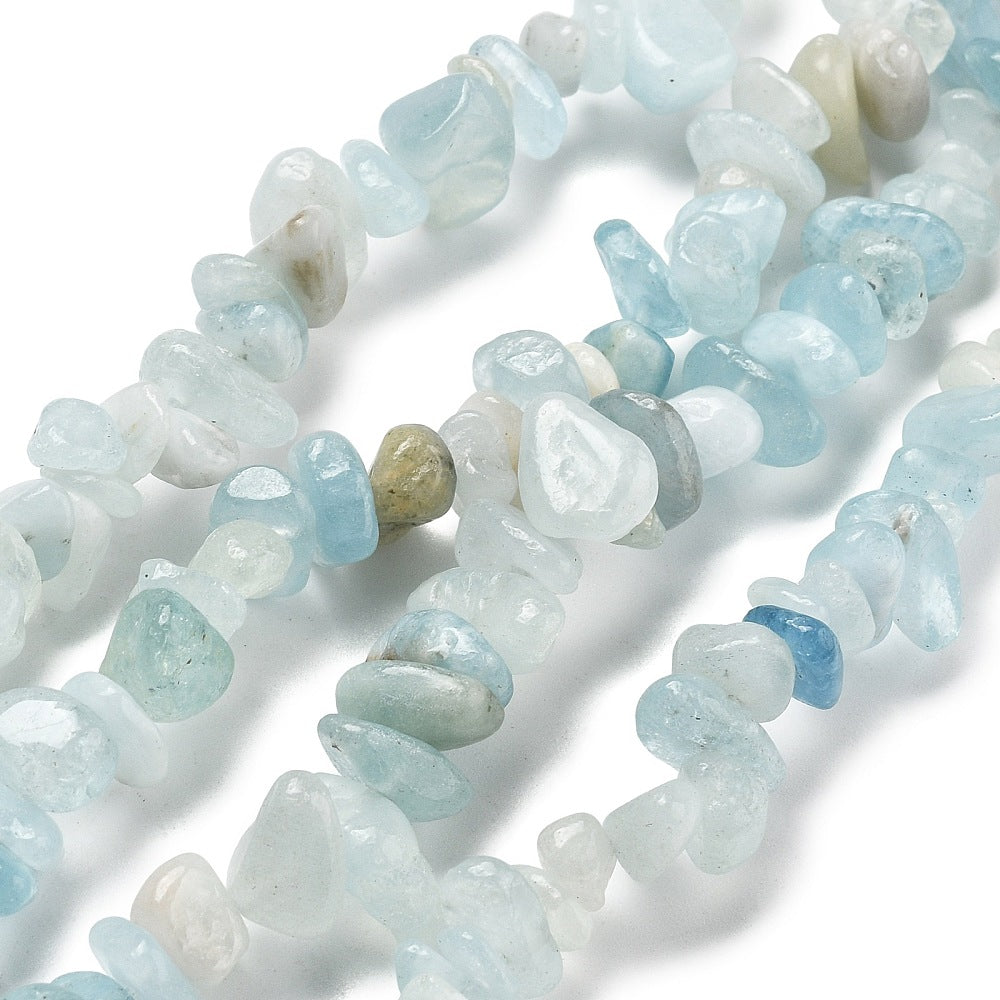 Aquamarine Natural Chip Beads – 32” Strand (Approx. 5–8mm) The Pink Bead shop