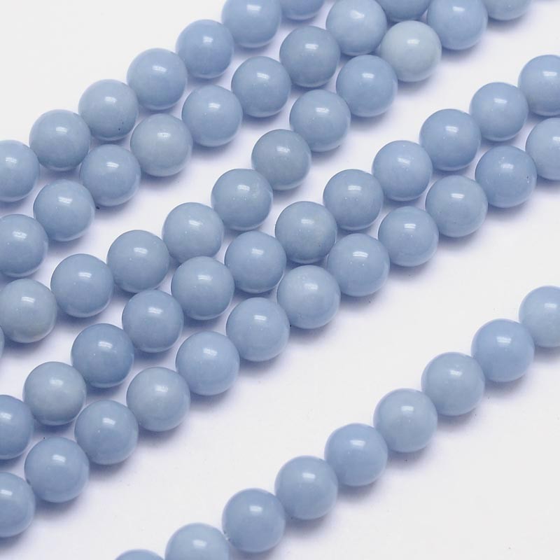 Angelite Natural Beads – 8mm Round | The Pink Bead Shop Canada