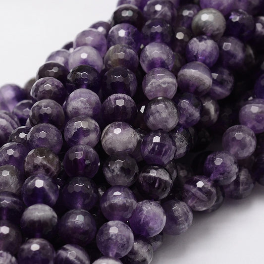 Amethyst Faceted Natural Chevron Beads 8mm | The Pink Bead Shop Canada