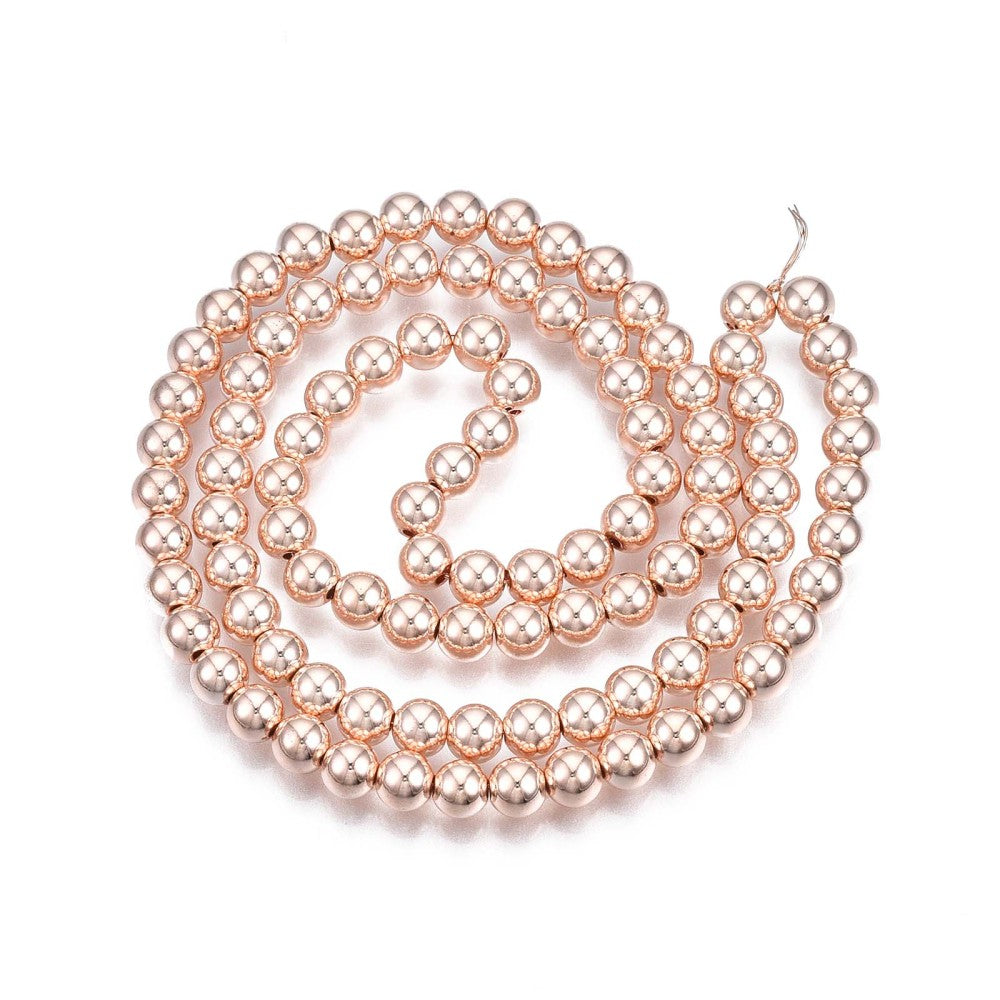 Hematite Beads Grade AAA– Rose Gold Plated 4mm Electroplated | The Pink Bead Shop Canada