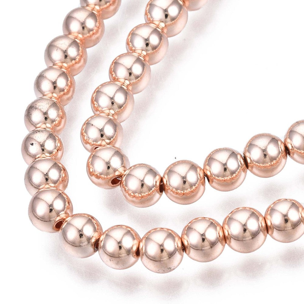 Hematite Beads Grade AAA– Rose Gold Plated 4mm Electroplated | The Pink Bead Shop Canada