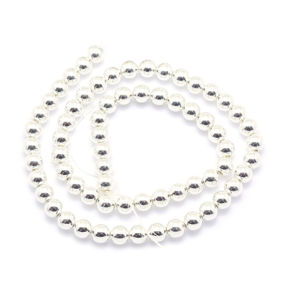 Hematite Beads 4mm Grade AAA Silver Coloured Electroplated | The Pink Bead Shop Canada