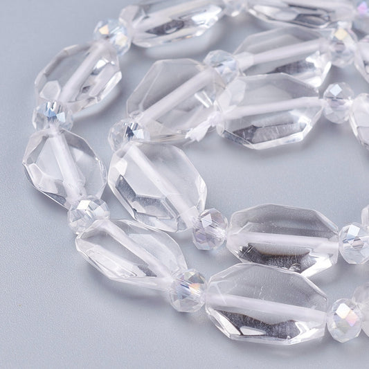 Clear Quartz Faceted Oval Beads 14–16mm | The Pink Bead Shop Canada
