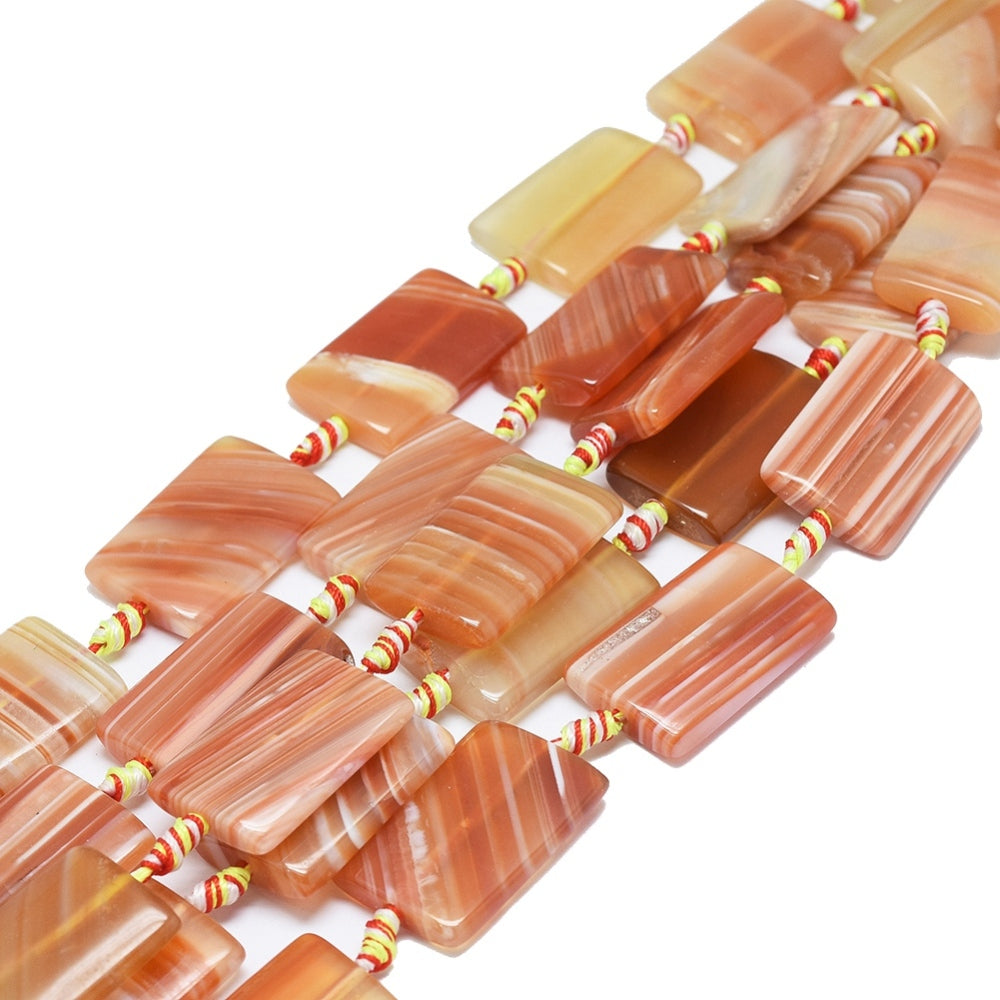 Natural Banded Agate Natural Banded  Rectangle Beads – Dark Orange The Pink Bead Shop