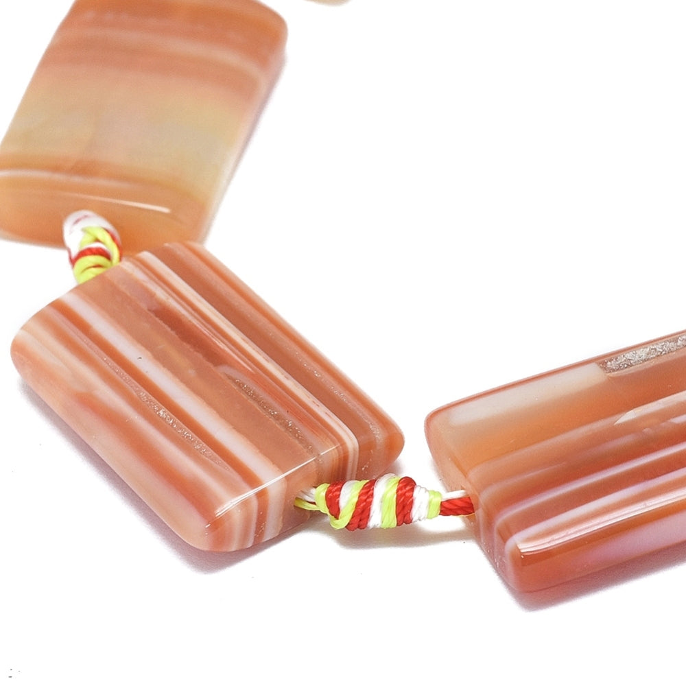 Natural Banded Agate Natural Banded  Rectangle Beads – Dark Orange The Pink Bead Shop