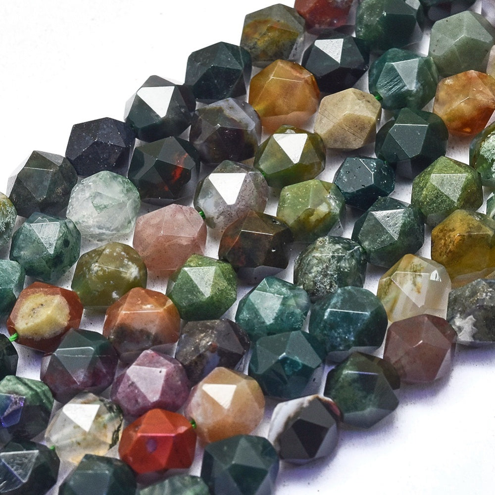 Indian Agate Natural Star Cut  Beads 8mm | The Pink Bead Shop Canada