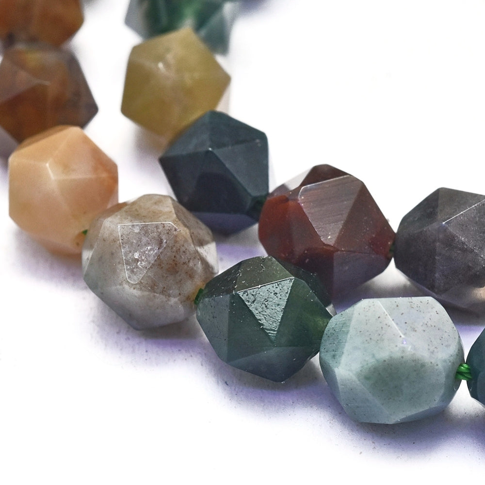 Indian Agate Natural Star Cut  Beads 8mm | The Pink Bead Shop Canada