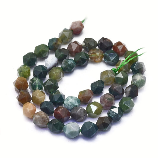 Indian Agate Natural Star Cut  Beads 8mm | The Pink Bead Shop Canada