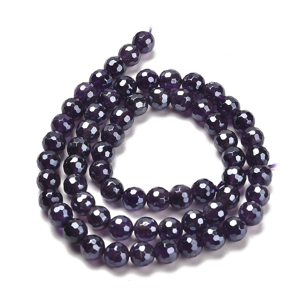 Amethyst 6mm Faceted Beads Electroplated Natural | The Pink Bead Shop Canada