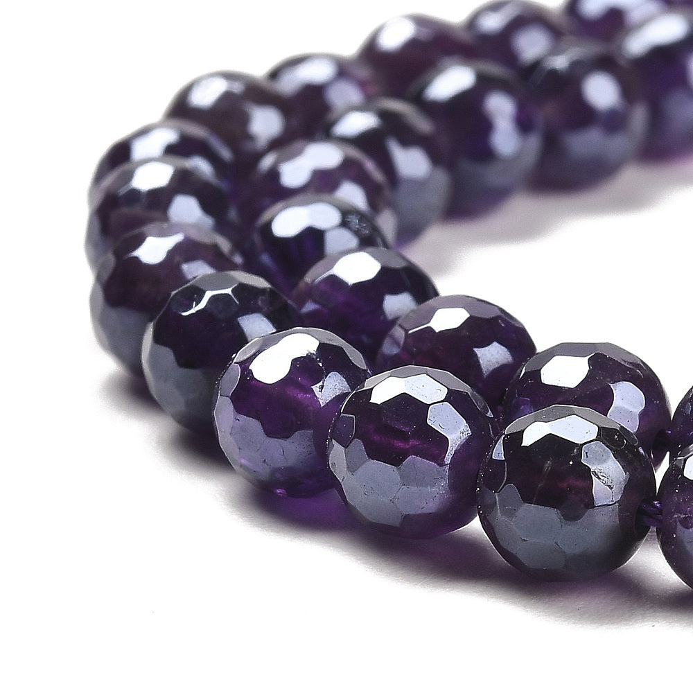 Amethyst 6mm Faceted Beads Electroplated Natural | The Pink Bead Shop Canada