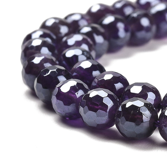 Amethyst 6mm Faceted Beads Electroplated Natural | The Pink Bead Shop Canada