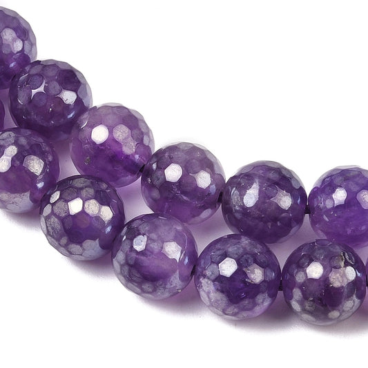 Amethyst 8mm Faceted Beads Electroplated Natural | The Pink Bead Shop Canada