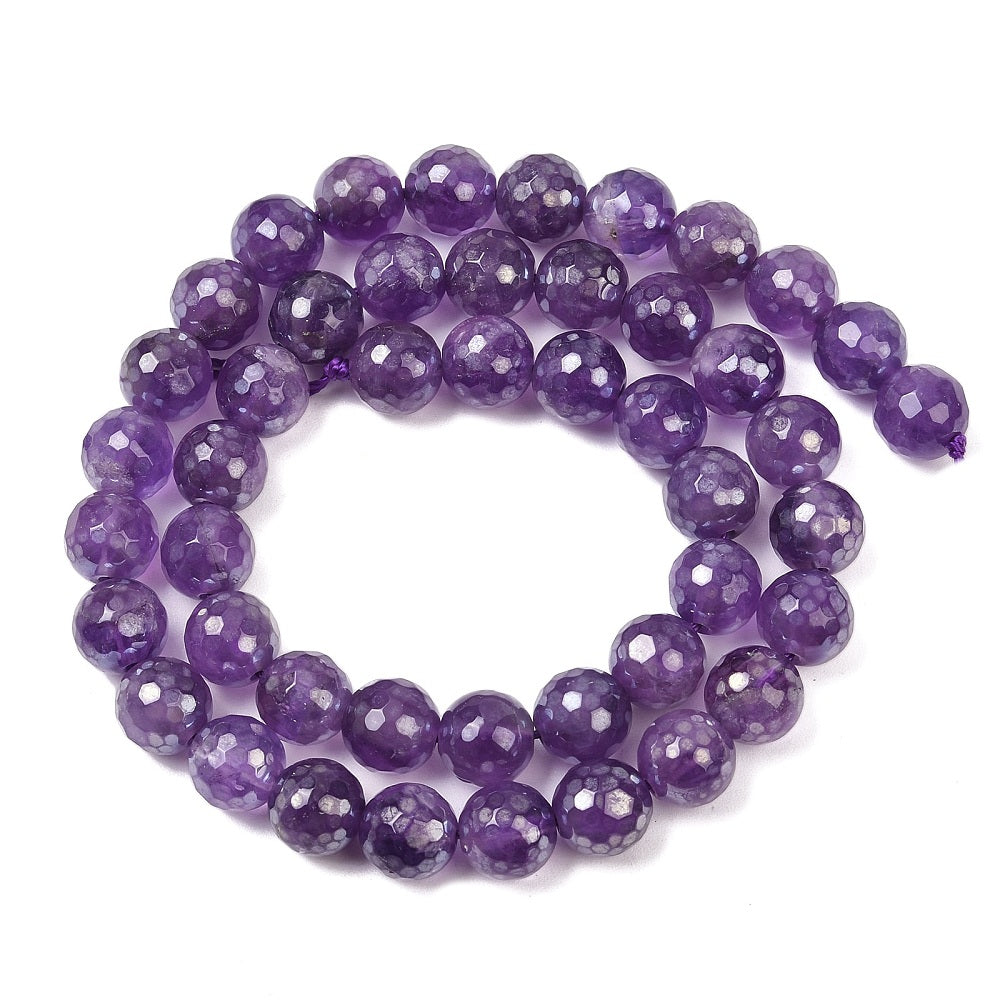 Amethyst 8mm Faceted Beads Electroplated Natural | The Pink Bead Shop Canada