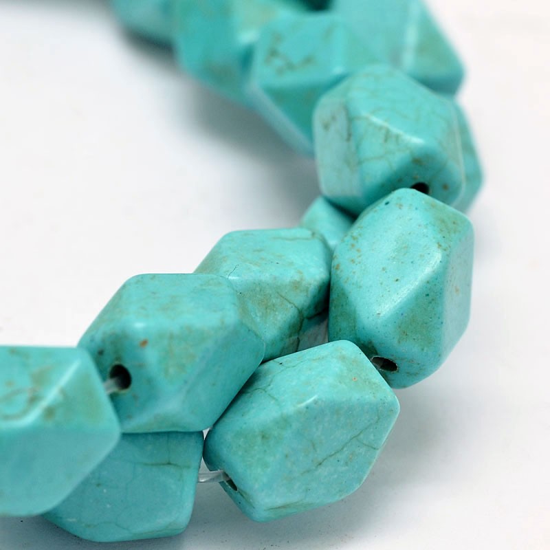 Turquoise Synthetic Cuboid Beads – Faceted 12x8mm | The Pink Bead Shop Canada