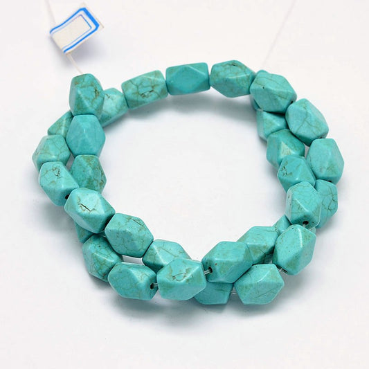 Turquoise Synthetic Cuboid Beads – Faceted 12x8mm | The Pink Bead Shop Canada