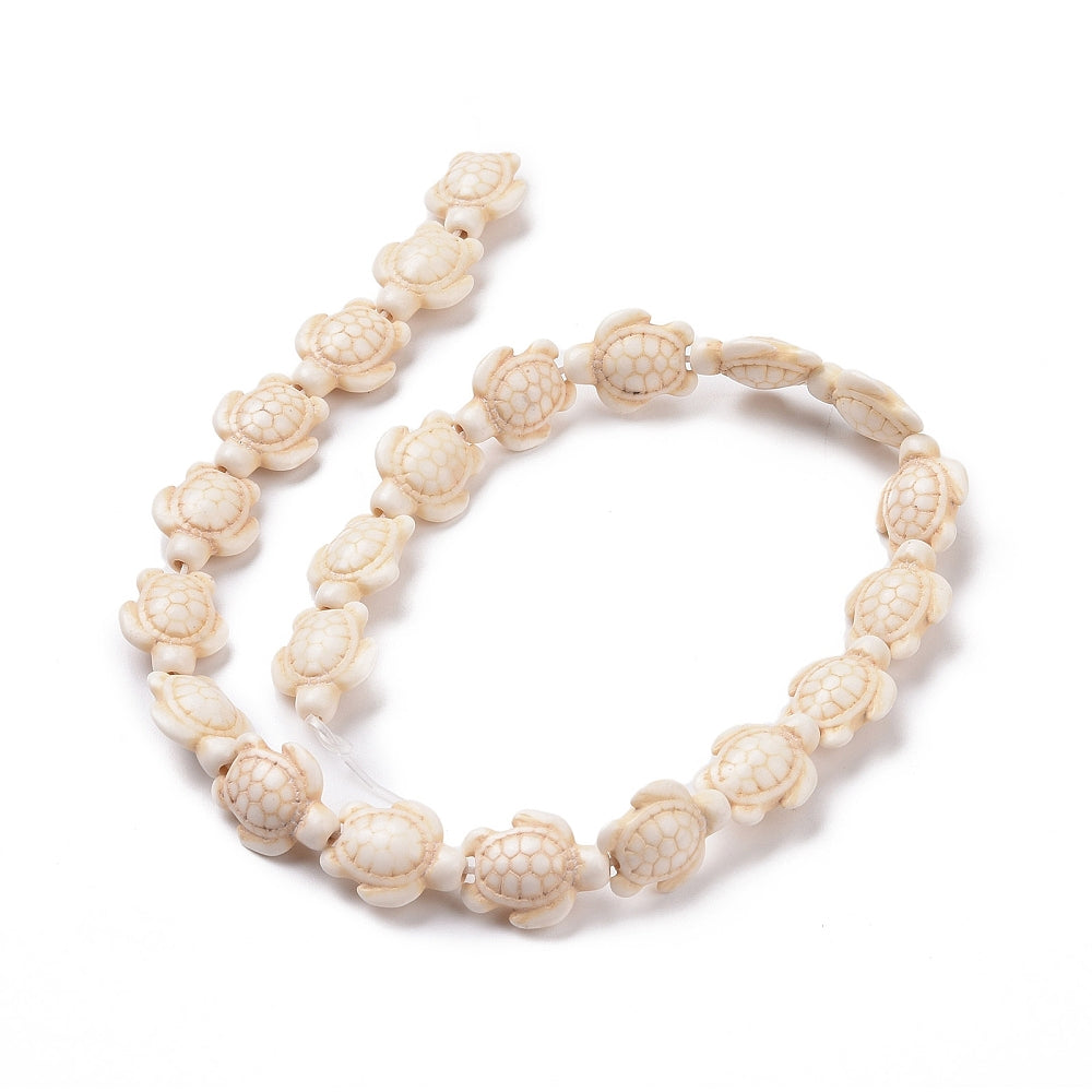 Floral White Sea Turtle Beads – 17x14mm | The Pink Bead Shop Canada