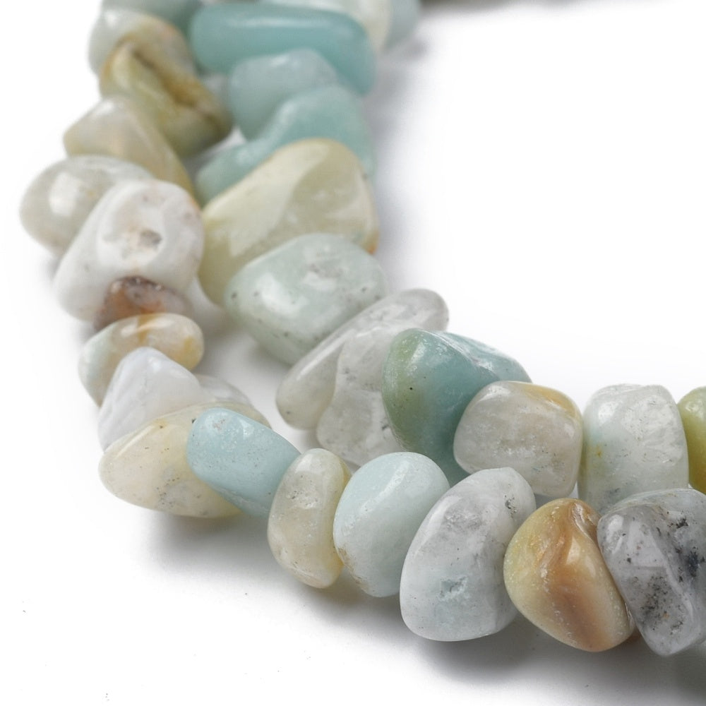 Flower Amazonite Natural  Chip Beads – 32” Strand (Approx. 5–8mm) The Pink Bead Shop