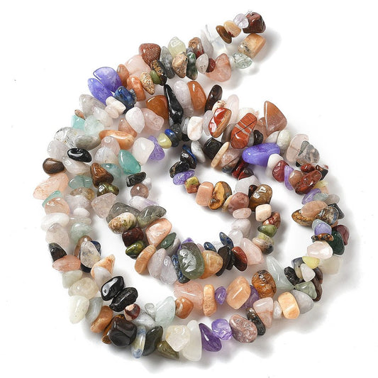 Assorted Gemstone Chip Bead Strand – Mixed Natural Stone Chips – 5–8mm The Pink Bead Shop