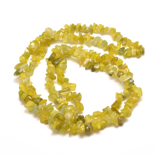 Olive Jade Natural  Chip Beads – 32” Strand (Approx. 5–8mm) The Pink Bead Shop