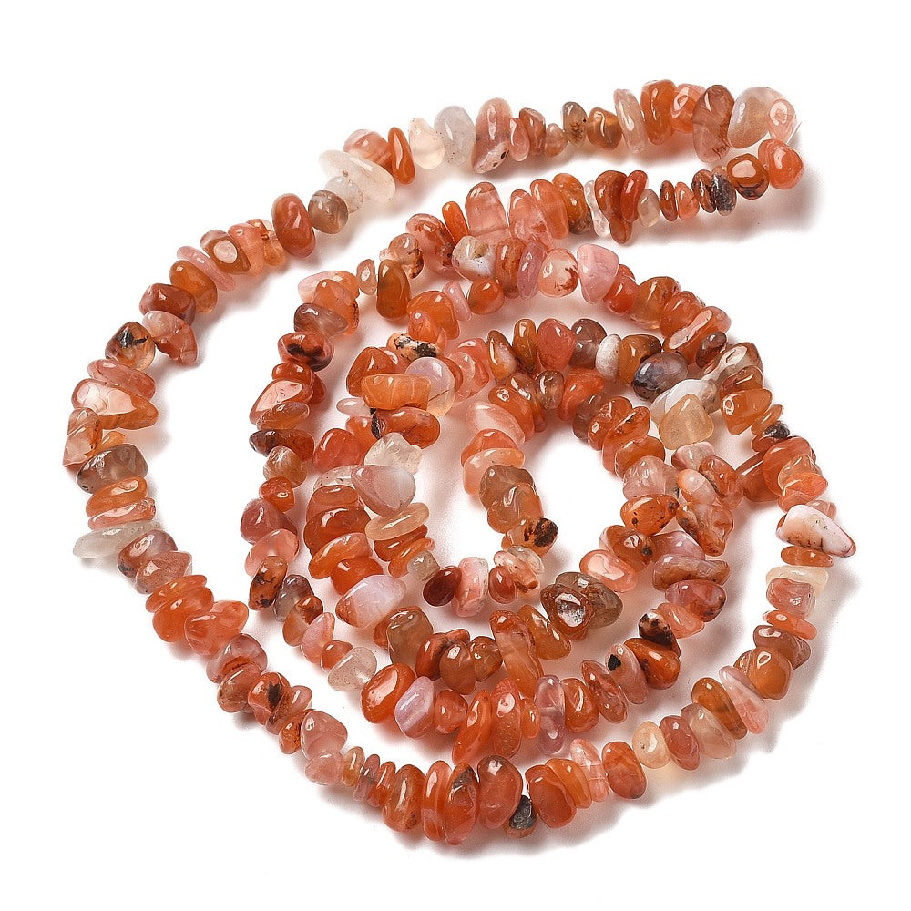Carnelian Natural Chip Beads – 32” Strand (Approx. 5–8mm) The Pink Bead Shop