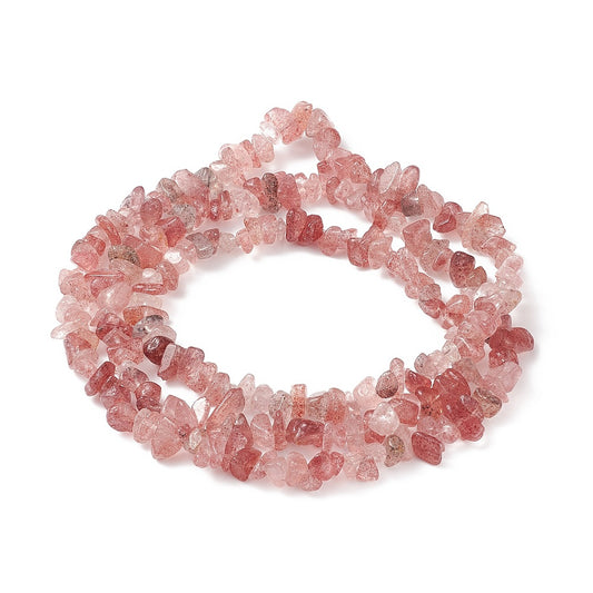 Strawberry Quartz Chip Bead Strand – Natural Strawberry Quartz Gemstone Chips – 5–8mm The Pink Bead Shop