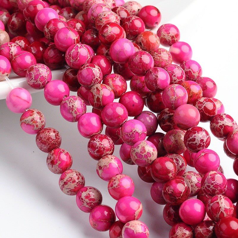 Imperial Pink Jasper Gemstone Beads – Round 4mm | The Pink Bead Shop Canada
