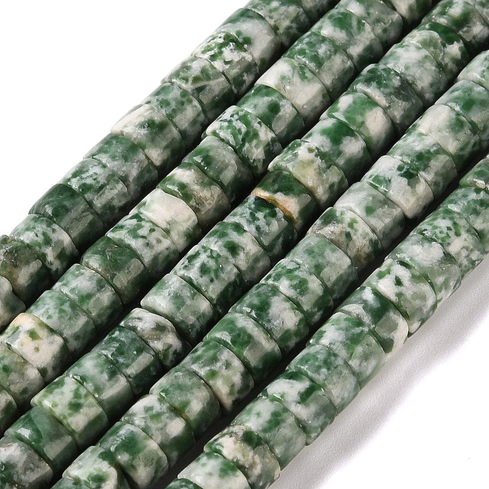 Green Spot Jasper Heishi Disc Beads 6mm | The Pink Bead Shop Canada