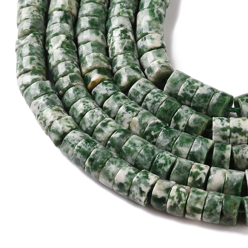 Green Spot Jasper Heishi Disc Beads 6mm | The Pink Bead Shop Canada