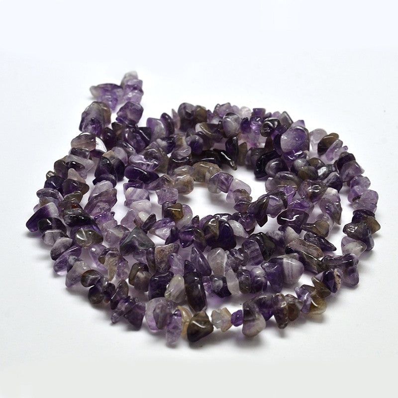 Amethyst Natural  Chip Beads – 32” Strand (Approx. 5–8mm) The Pink Bead Shop