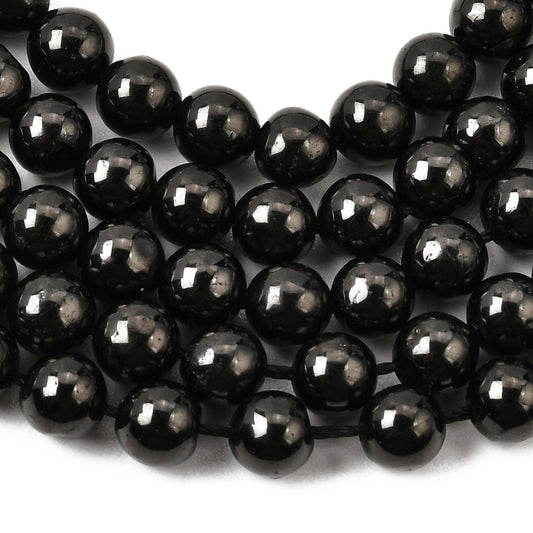 Coal Quartz Natural Beads – Black Round 6mm & 8mm size | The Pink Bead Shop Canada