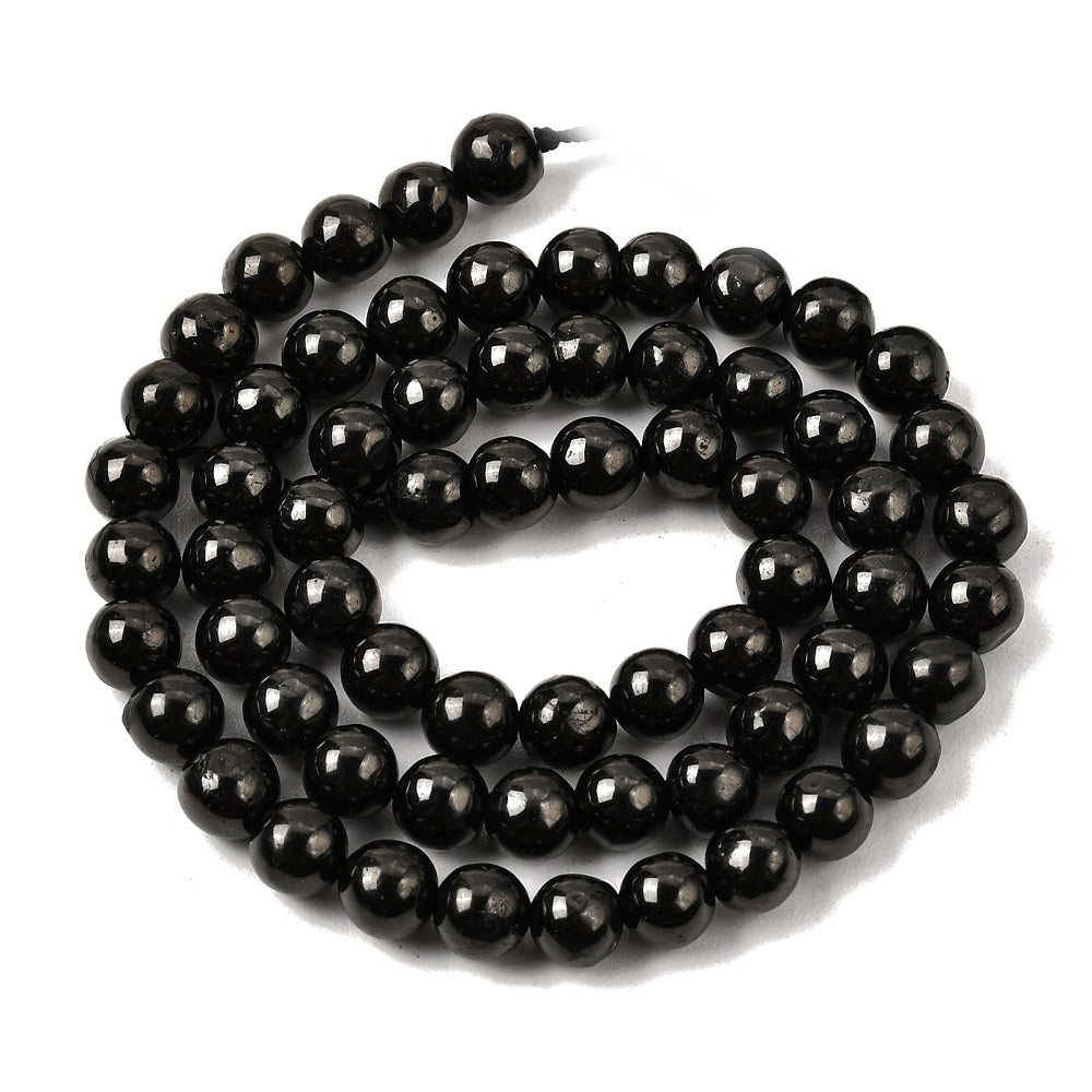 Coal Quartz Natural Beads – Black Round 6mm | The Pink Bead Shop Canada