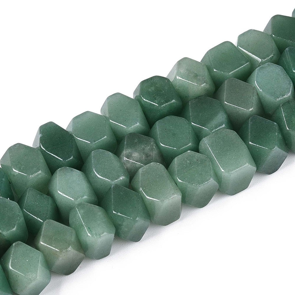 Green Aventurine Beads Natural – Faceted Nuggets 7×8×10–14mm (Approx. 25–28pcs/Strand The Pink Bead Shop)
