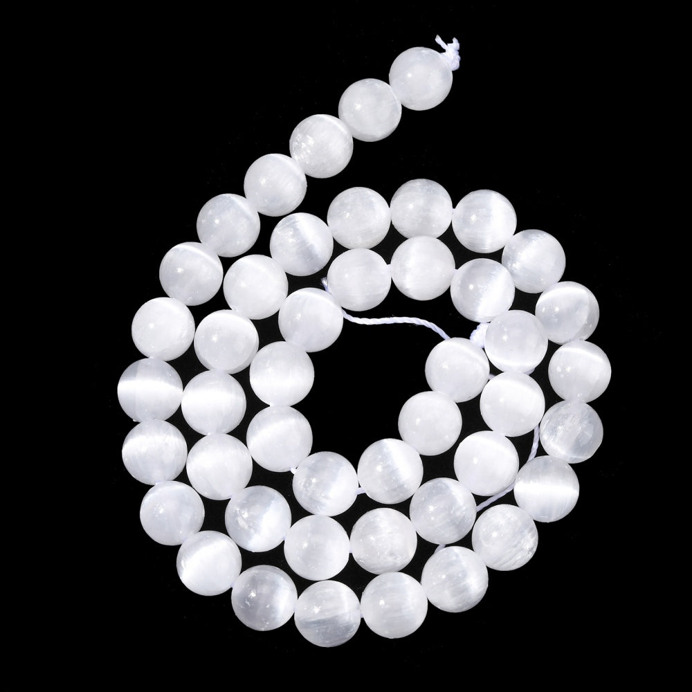 Selenite 8mm  Natural Round Beads – Grade AAA | The Pink Bead Shop Canada