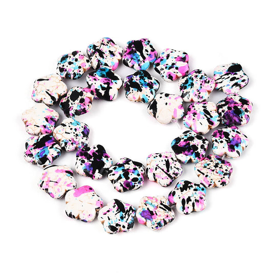 Turquoise Flower Spray Painted Synthetic Beads – Orchid Finish The Pink Bead Shop