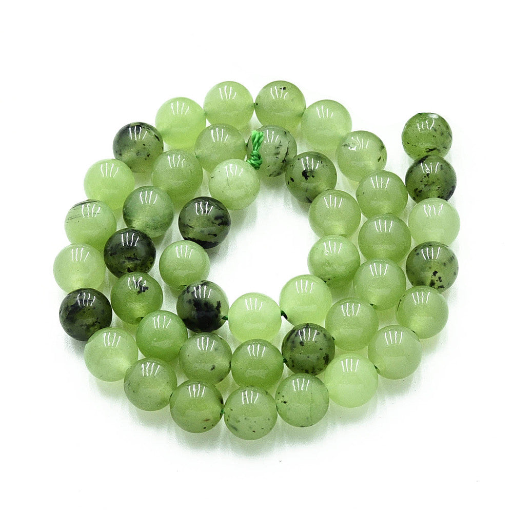 Dyed Quartz Beads – Light Green Round Gemstone Bead Strand (8–8.5mm) The Pink Bead Shop